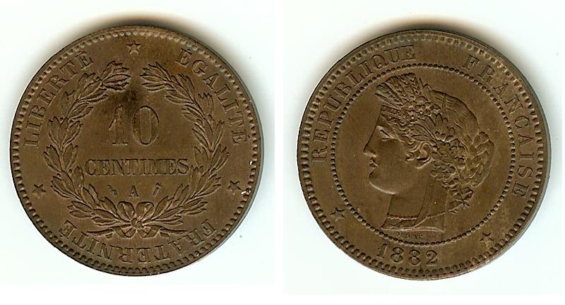 10 centimes Cérès 1882 Paris SPL- à SPL